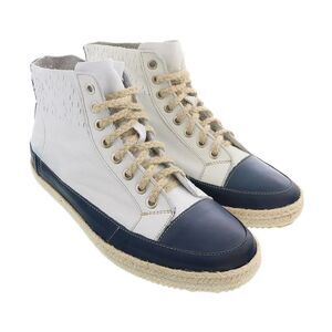 Daniela Fargion Blue White Leather Espadrille High Top Sneakers-10